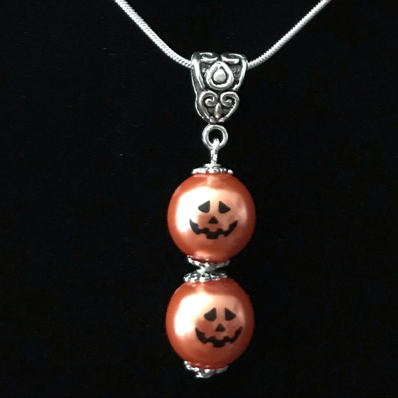 Double Pumpkin Pendant & Pumpkin Leverback Earring - Picture 4 of 7